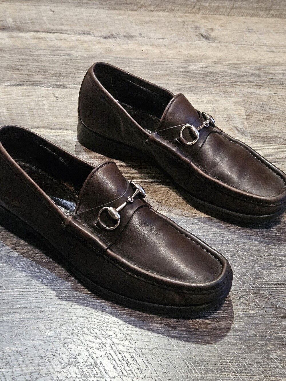 Vintage GUCCI Horsebit Chocolate Brown Loafer Men Size 9 - Picture 2 of 6